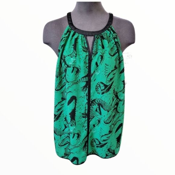 EC ROMY SHEER SLEEVELESS BLOUSE WITH SNAKE DESIGN SZ.XL - Picture 1 of 4